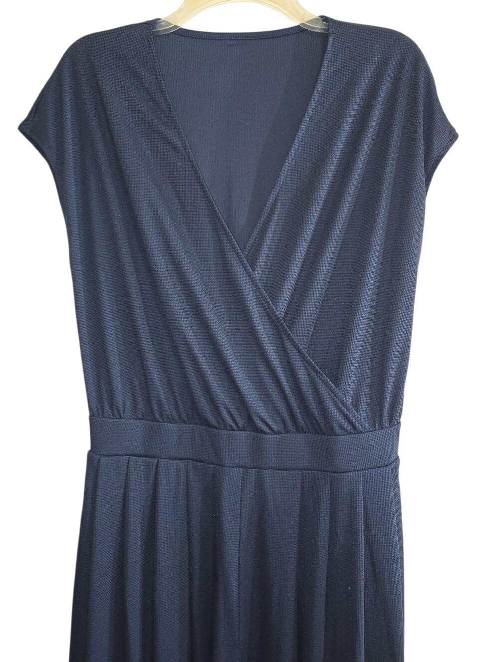 NWT Halara V-Neck Wide Leg Flowy Waffle Jumpsuit Charm Ink Blue Medium - Picture 4 of 8